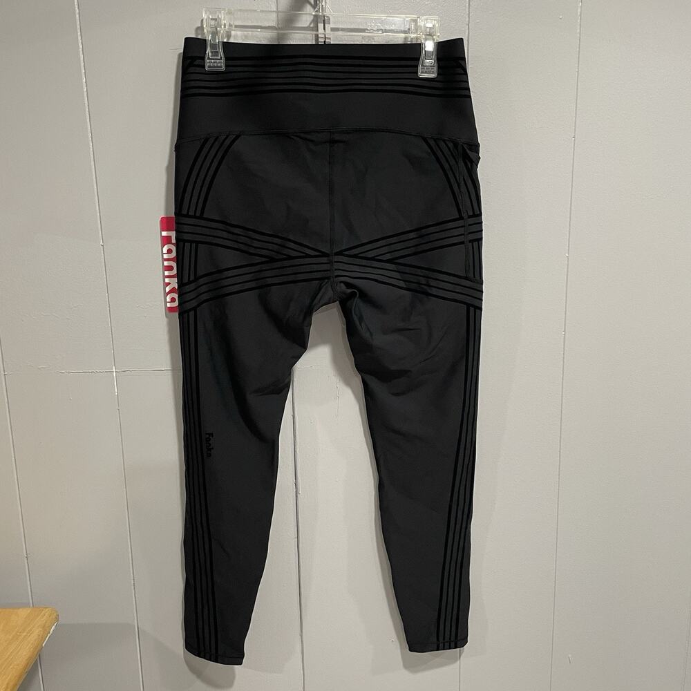 Fanka PowerBand Resistance Leggings Womens 14 Black Reversible High Rise Pocket - Picture 2 of 5